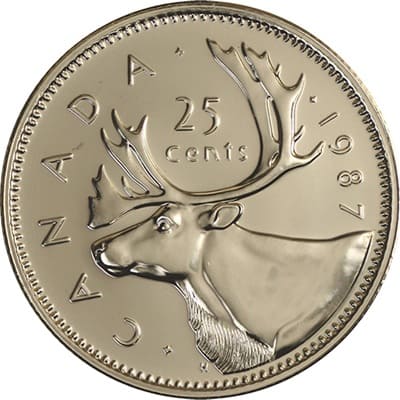 Canadian 1987 25 Cent Value