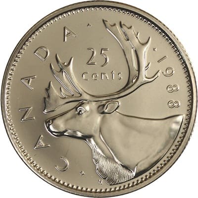 Canadian 1988 25 Cent Value