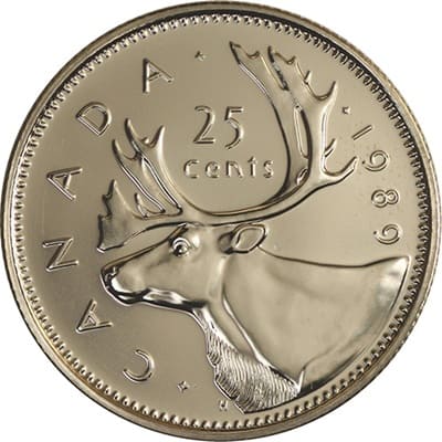 Canadian 1989 25 Cent Value