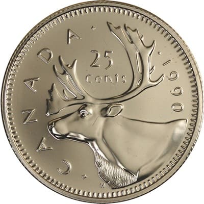 Canadian 1990 25 Cent Value
