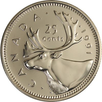 Canadian 1991 25 Cent Value