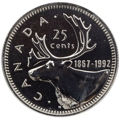 Canadian 1992 25 Cent Value
