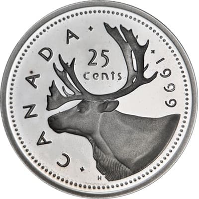 Canadian 1999 25 Cent Value