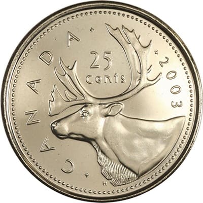 Canadian 2003 25 Cent Value