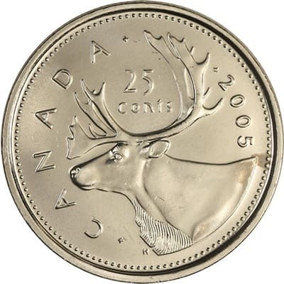 Canadian 2005 25 Cent Value