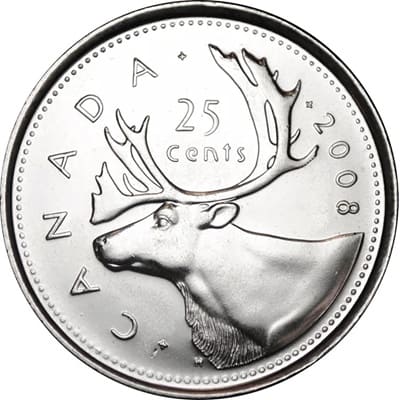 Canadian 2008 25 Cent Value