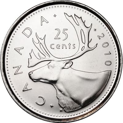 Canadian 2010 25 Cent Value