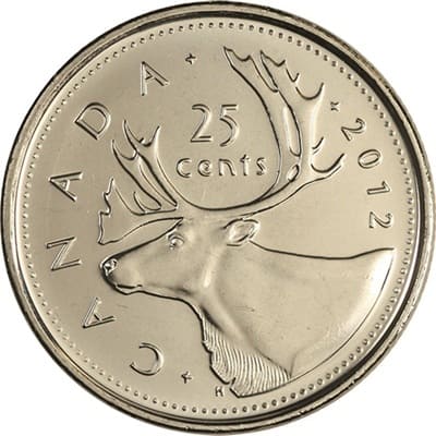 Canadian 2012 25 Cent Value