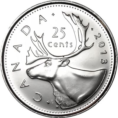 Canadian 2013 25 Cent Value