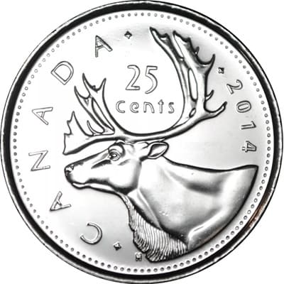 Canadian 2014 25 Cent Value