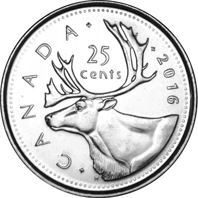 Canadian 2016 25 Cent Value