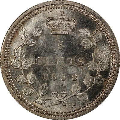 Canadian 1858 Five Cent Value