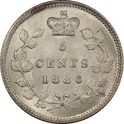 Canadian 1886 Five Cent Value