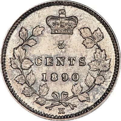 Canadian 1890 Five Cent Value