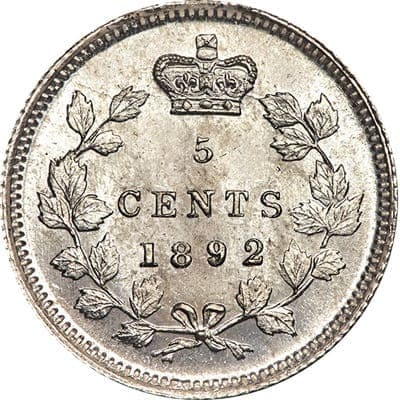Canadian 1892 Five Cent Value
