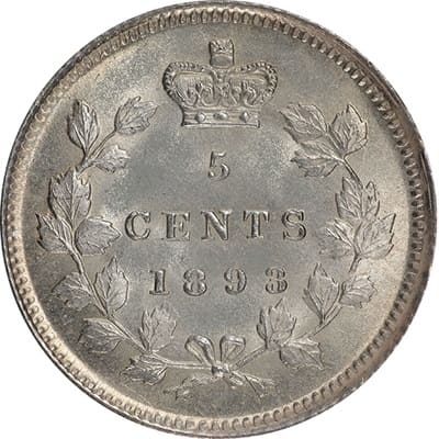 Canadian 1893 Five Cent Value