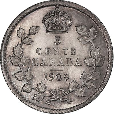 Canadian 1909 Five Cent Value