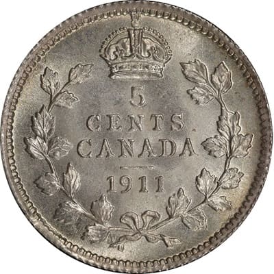 Canadian 1911 Five Cent Value
