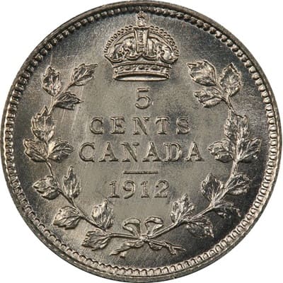 Canadian 1912 Five Cent Value