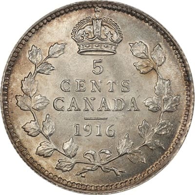 Canadian 1916 Five Cent Value