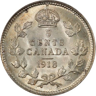 Canadian 1918 Five Cent Value