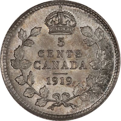 Canadian 1919 Five Cent Value