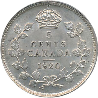 Canadian 1920 Five Cent Value