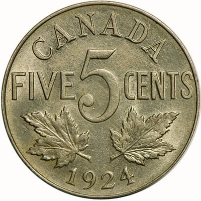 Canadian 1924 Five Cent Value