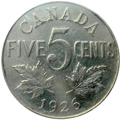 Canadian 1926 Five Cent Value
