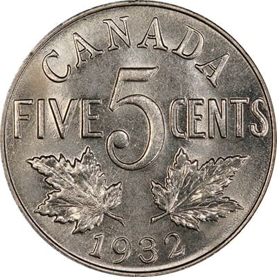 Canadian 1932 Five Cent Value