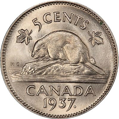 Canadian 1937 Five Cent Value