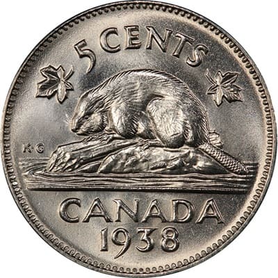 Canadian 1938 Five Cent Value