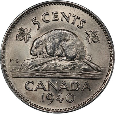 Canadian 1940 Five Cent Value