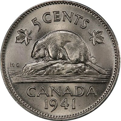 Canadian 1941 Five Cent Value