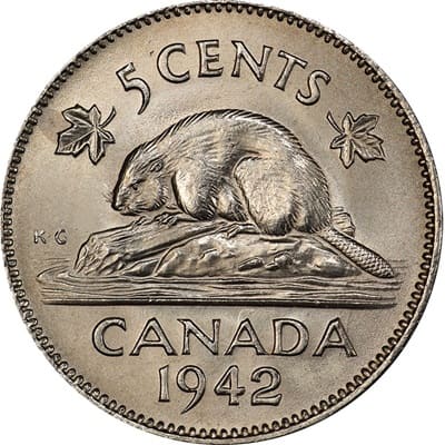 Canadian 1942 Five Cent Value