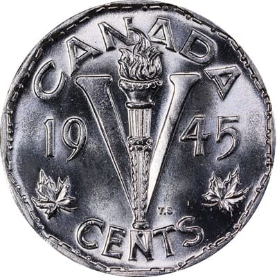 Canadian 1945 Five Cent Value