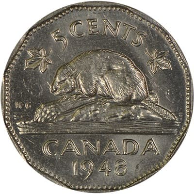 Canadian 1948 Five Cent Value
