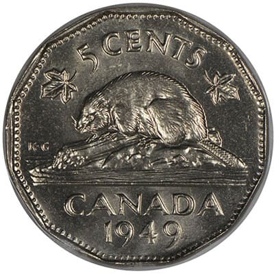 Canadian 1949 Five Cent Value