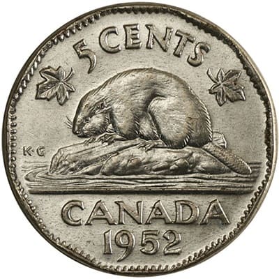 Canadian 1952 Five Cent Value