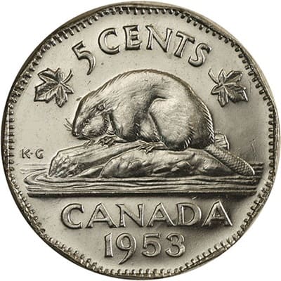 Canadian 1953 Five Cent Value