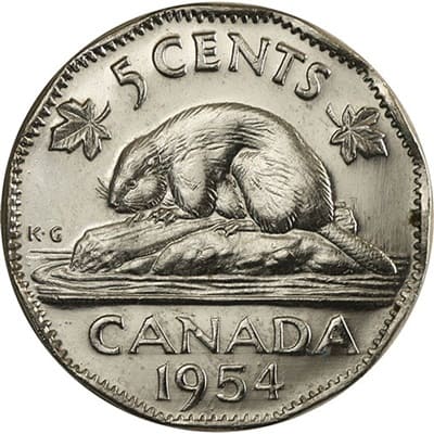 Canadian 1954 Five Cent Value