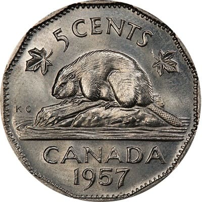 Canadian 1957 Five Cent Value