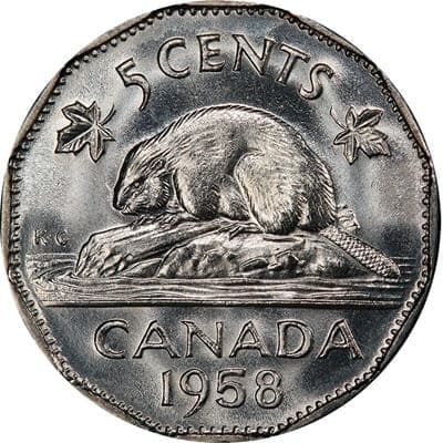 Canadian 1958 Five Cent Value