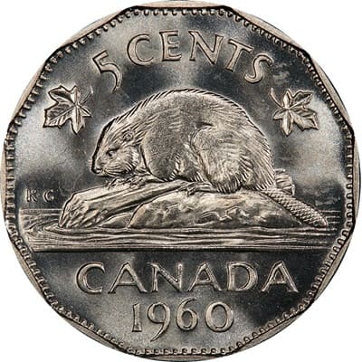 Canadian 1960 Five Cent Value