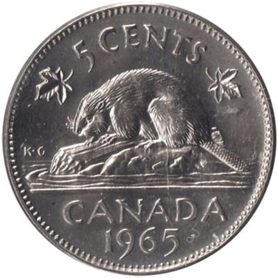 Canadian 1965 Five Cent Value