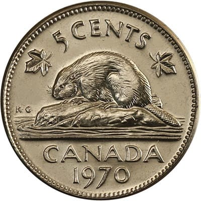 Canadian 1970 Five Cent Value