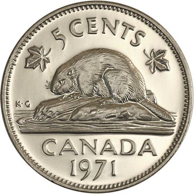 Canadian 1971 Five Cent Value