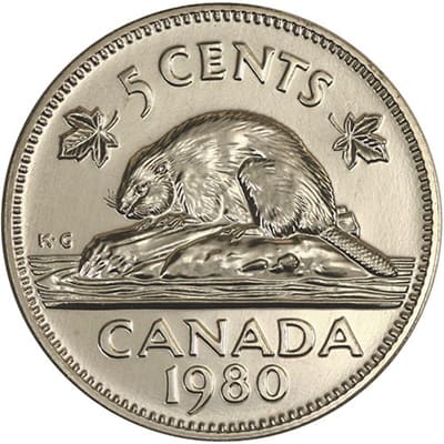 Canadian 1980 Five Cent Value