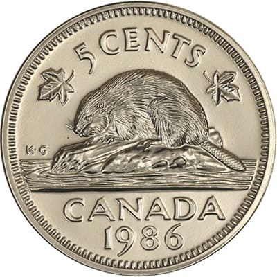 Canadian 1986 Five Cent Value