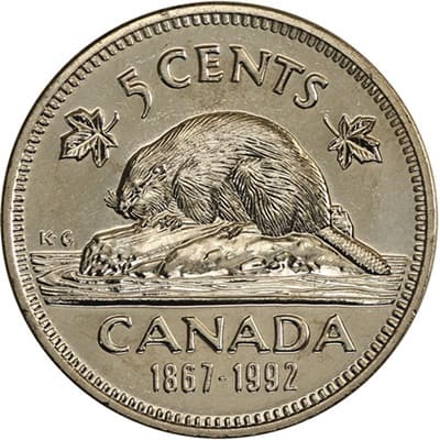 Canadian 1992 Five Cent Value